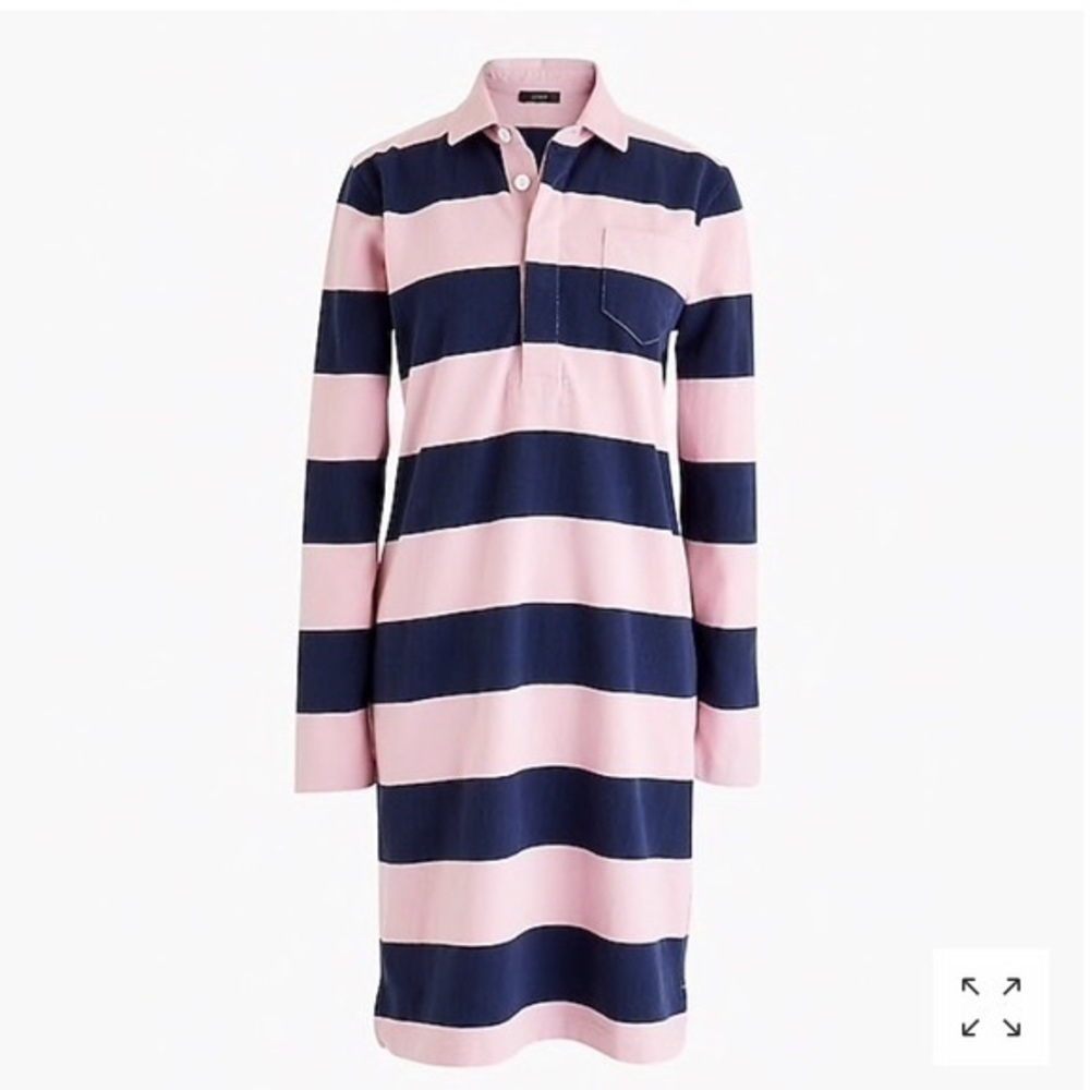 J Crew 1984 Heritage Rugby Shirt Dress Pink Blue Stripe Oversized NWT XS